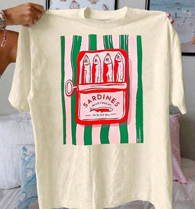 Graphic Sardine Print T-Shirt