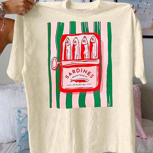 Graphic Sardine Print T-Shirt