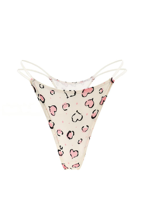 Heart Print Strappy Thong Panties