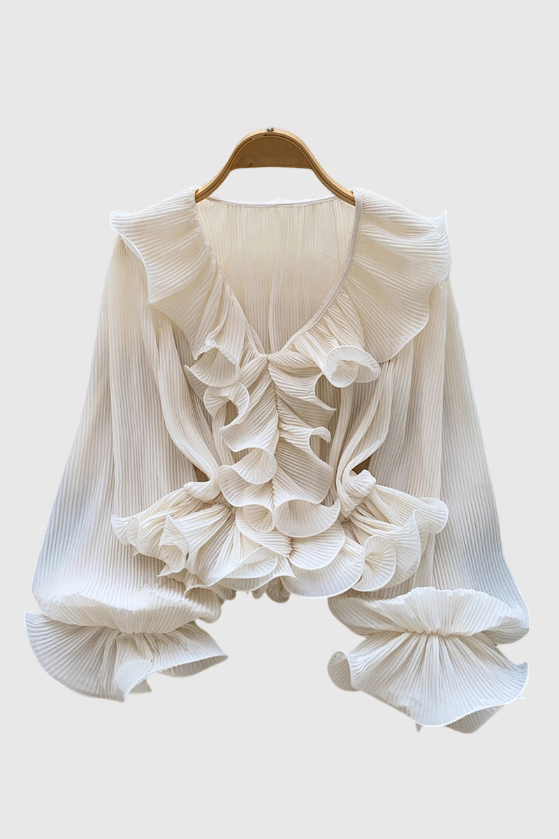 Ruffled V-Neck Blouse