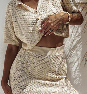 Crochet Button-Up Skirt Set