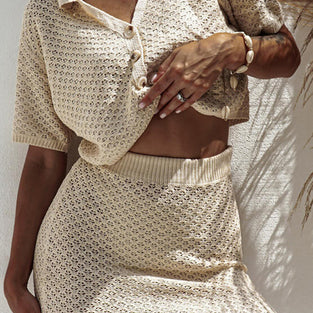 Crochet Button-Up Skirt Set