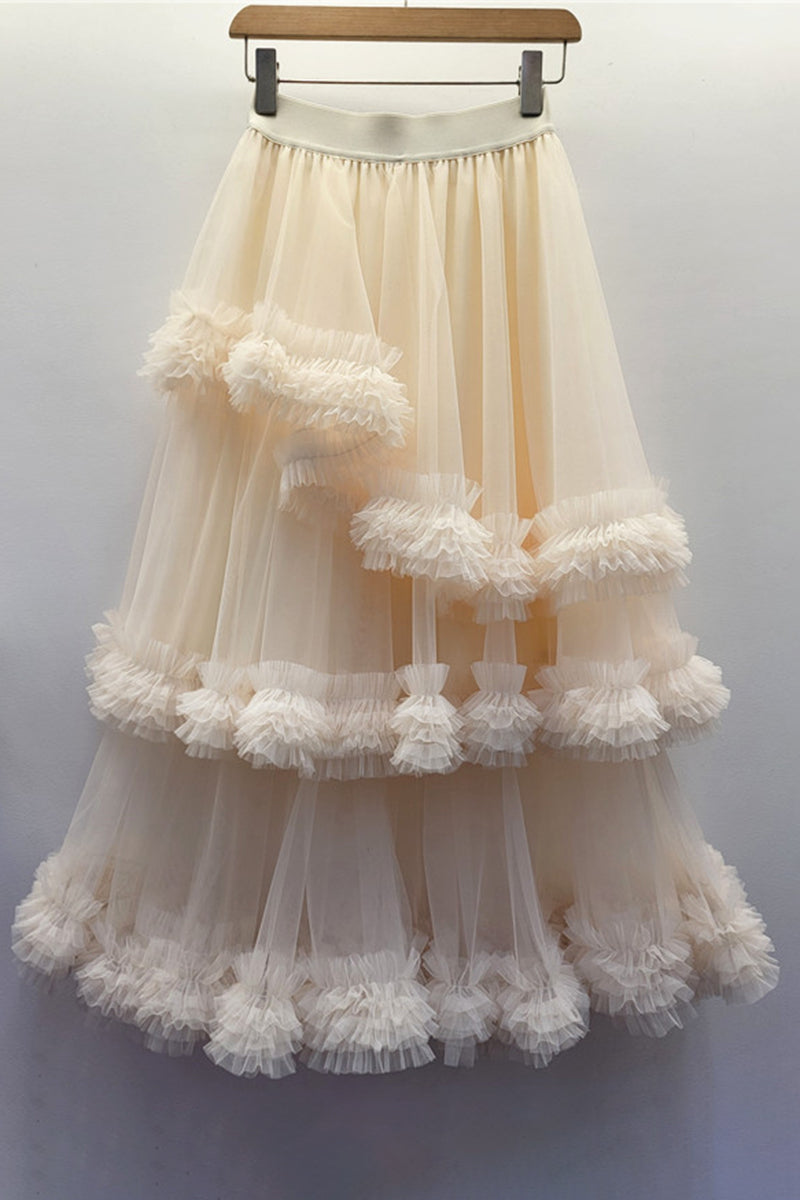 Flouncy Tiered Midi Skirt
