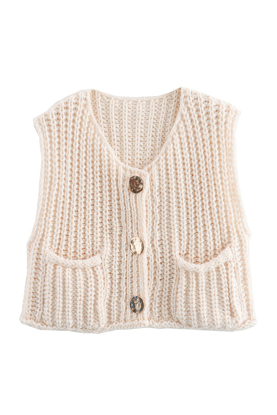 Textured Button-Up Sweater Vest