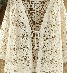 Floral Crochet Open-Front Cardigan