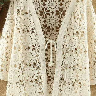 Floral Crochet Open-Front Cardigan