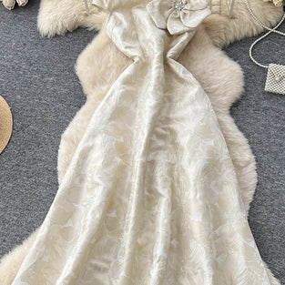 Floral Bow Casual Maxi Dress