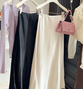 Elegant Lace Hem Midi Skirt
