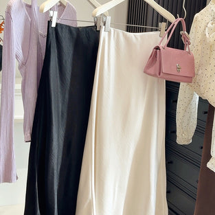 Elegant Lace Hem Midi Skirt