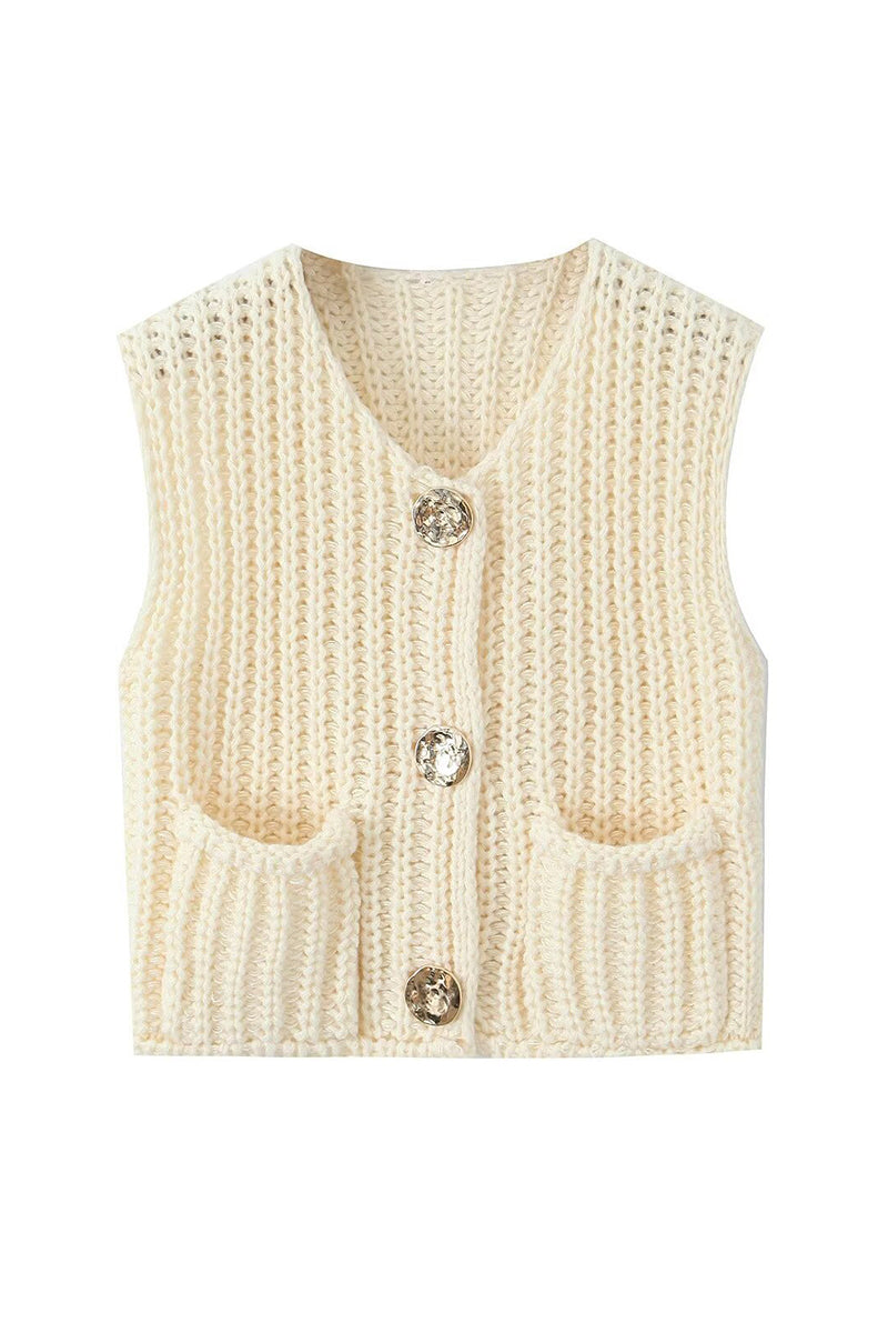 Button-Up Knitted Sweater Vest