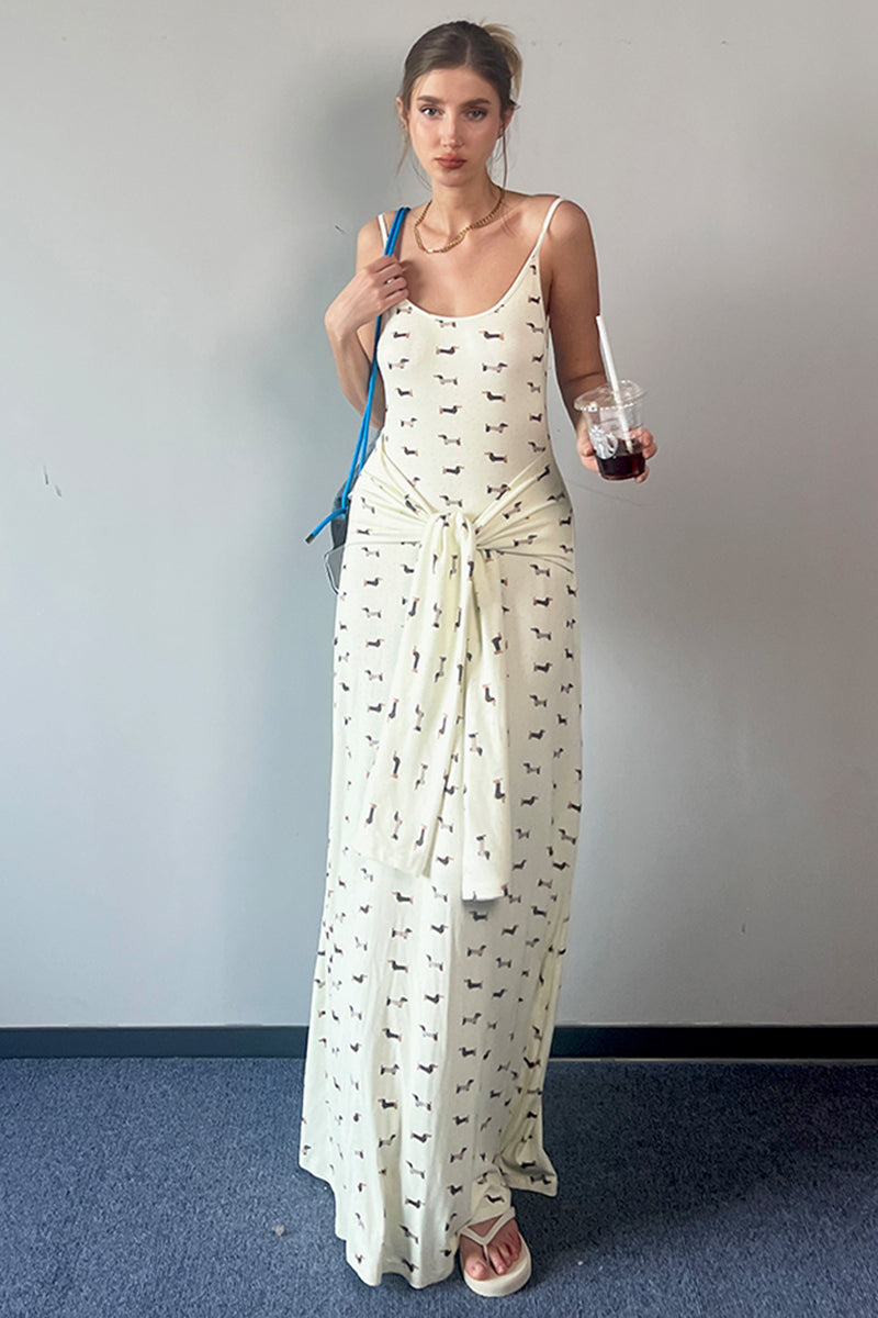 Printed Spaghetti Strap Maxi Dress