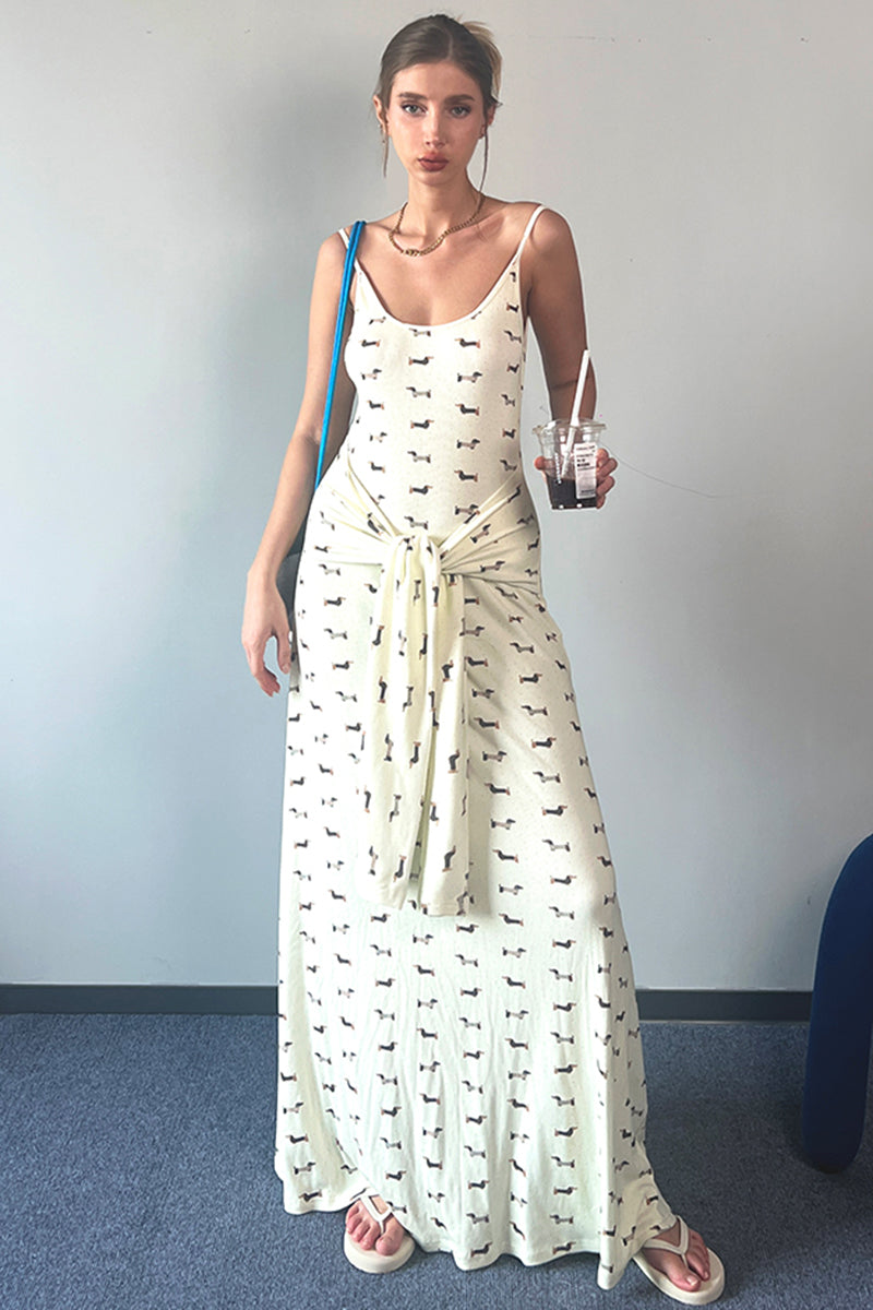 Printed Spaghetti Strap Maxi Dress