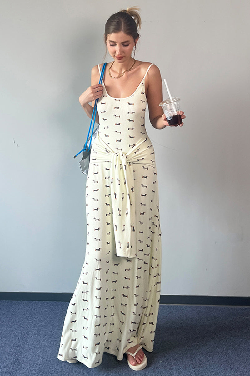 Printed Spaghetti Strap Maxi Dress