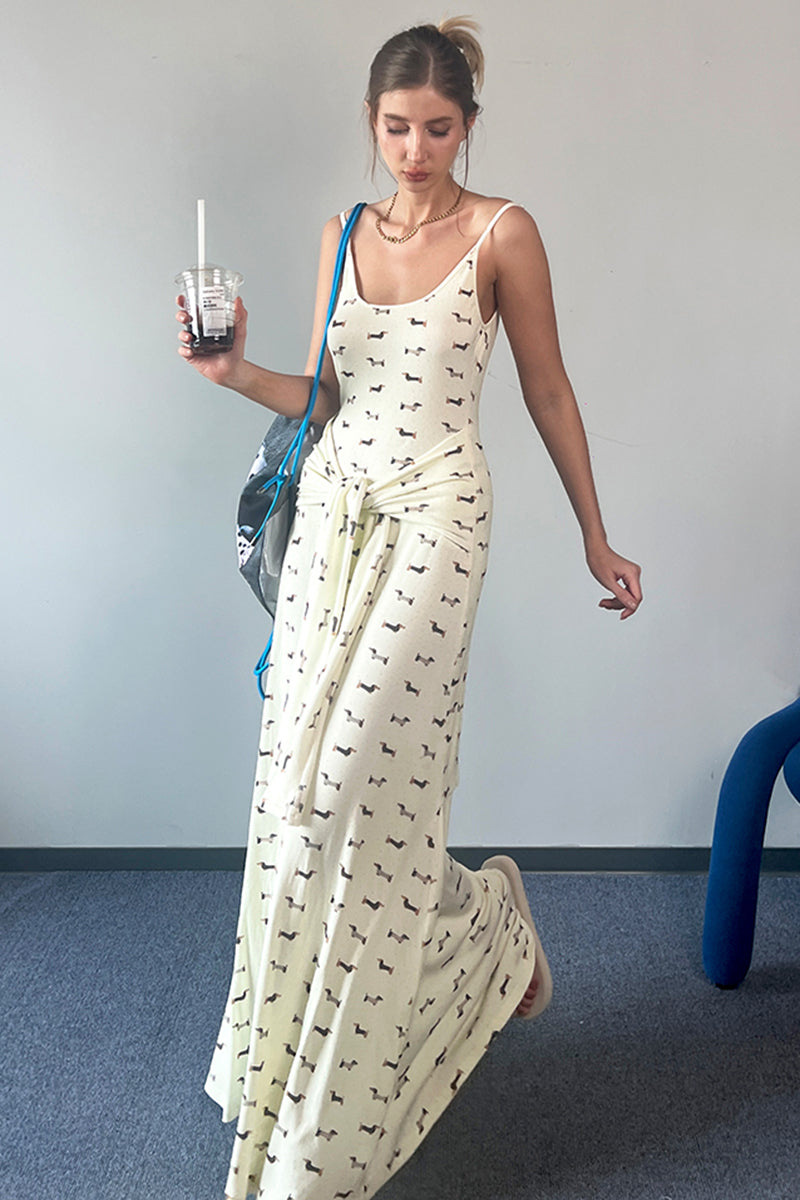 Printed Spaghetti Strap Maxi Dress