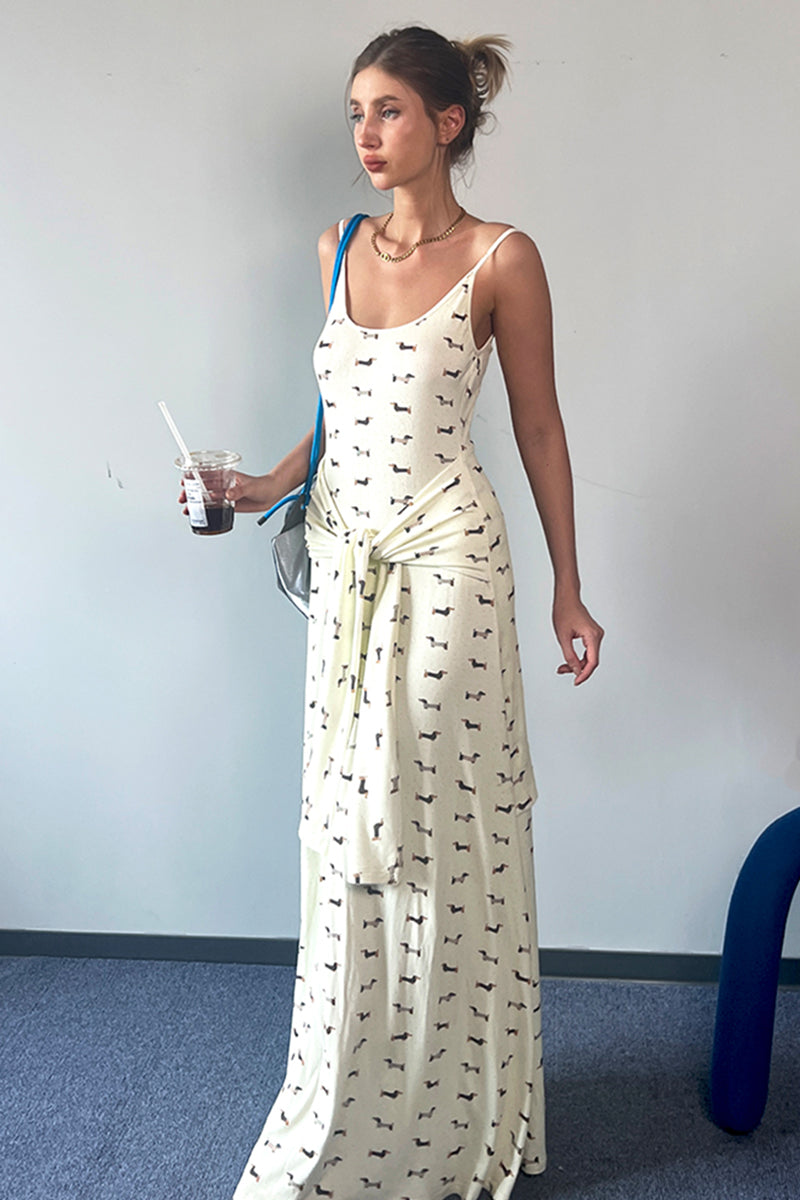 Printed Spaghetti Strap Maxi Dress