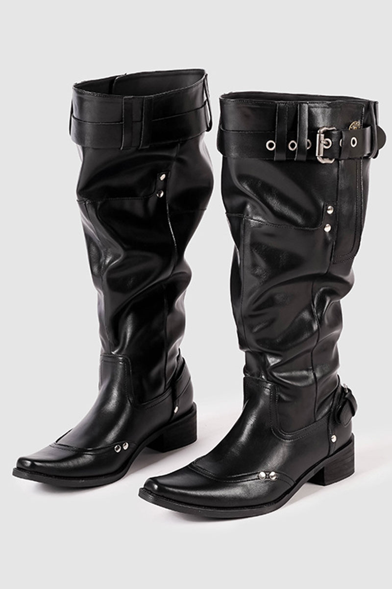 Chic Belted Knee-High Boots