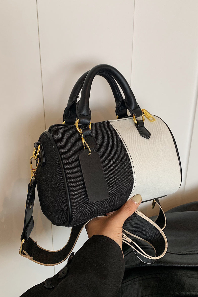 Stylish Patchwork Barrel Bag