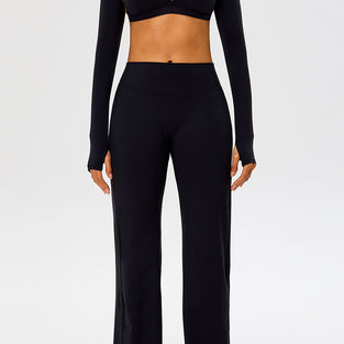 Cropped Long Sleeve Top Bra Pants Set