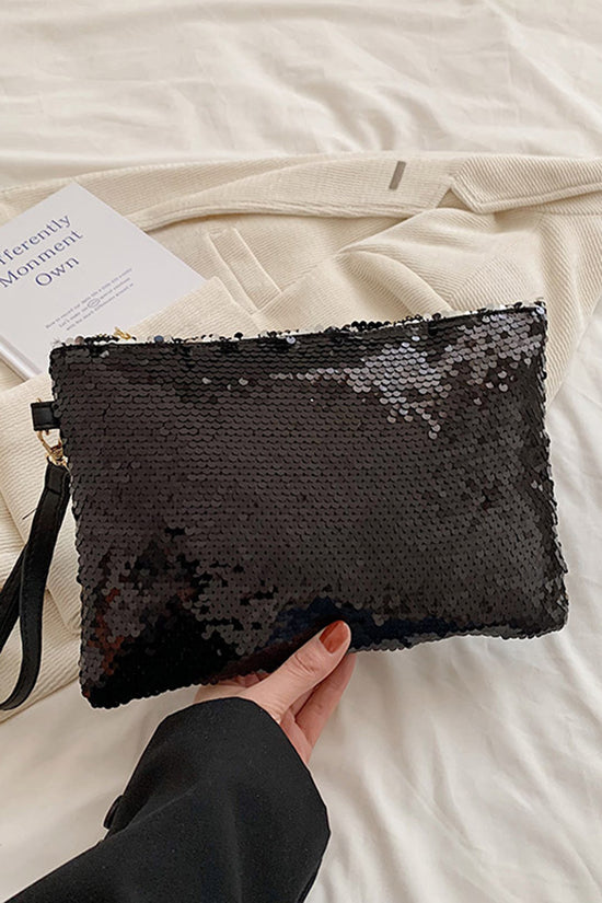 Sequin Clutch with Wrist Strap