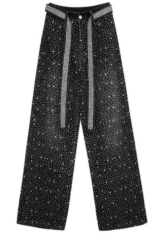Wide Leg Jeans with Belted Detail