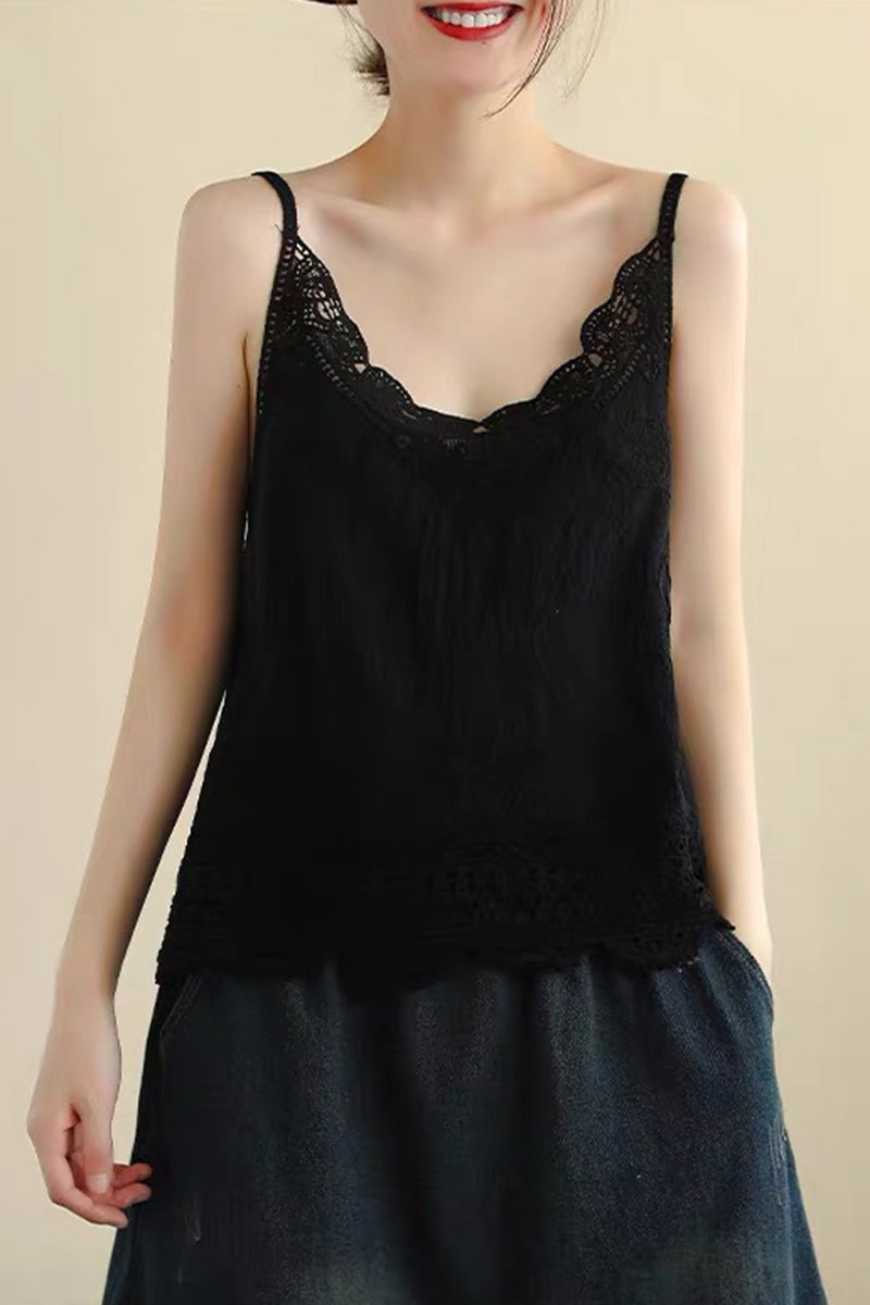 Elegant Lace Trim Tank Top