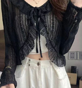 Elegant Ruffle Tie-Front Cover-Up