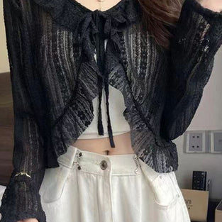 Elegant Ruffle Tie-Front Cover-Up