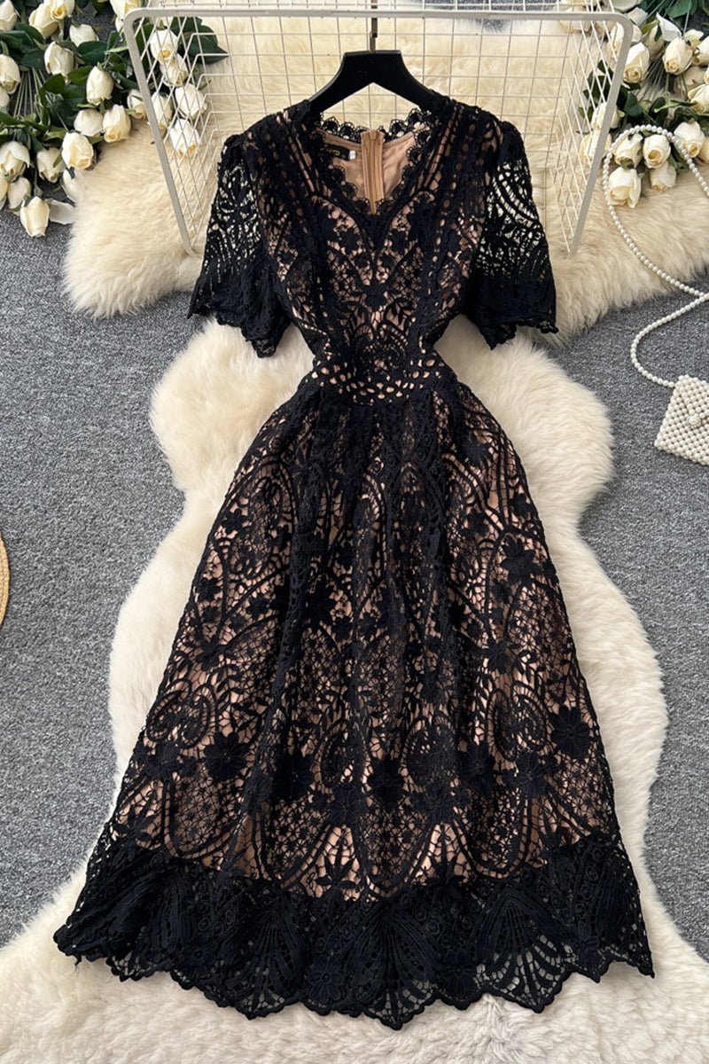 Elegant Floral Short Sleeve Dress
