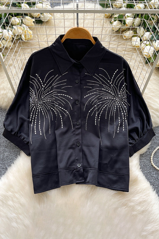 Sparkling Pattern Button-Up Blouse