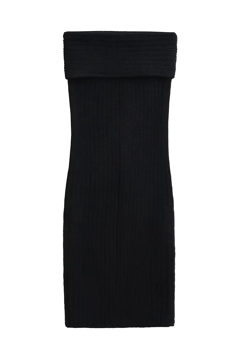 Ribbed Foldover Casual Dress