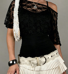 One-Shoulder Lace Casual T-Shirt