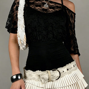 One-Shoulder Lace Casual T-Shirt