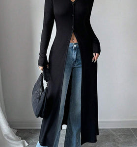 Longline Button-Up Cardigan