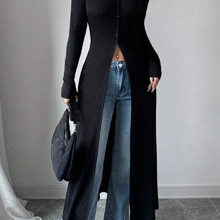Longline Button-Up Cardigan