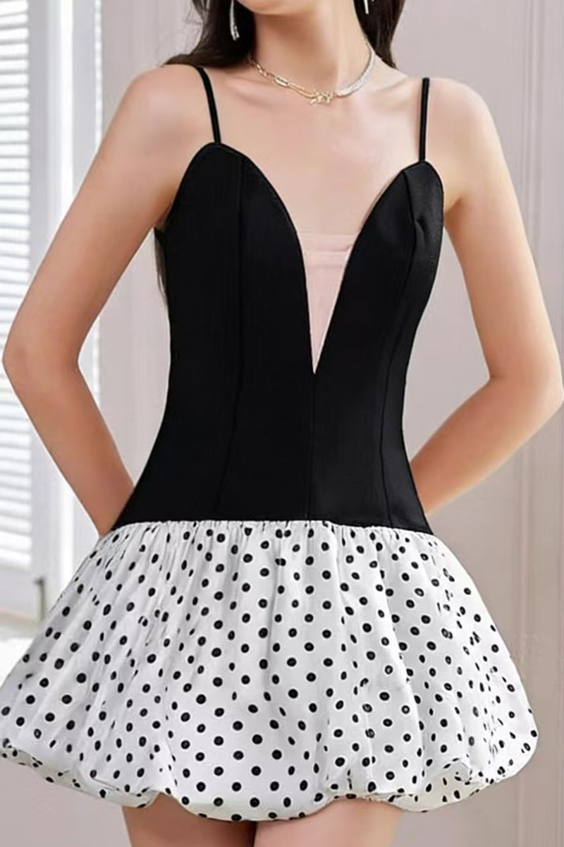 Polka Dot Sleeveless Mini Dress