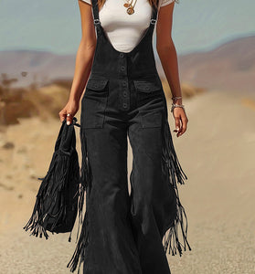 Fringe Pocket Buttoned Jumpsuit