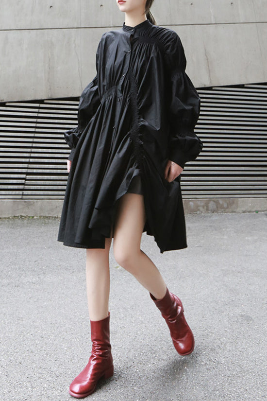 Ruched Long Sleeve Casual Dress