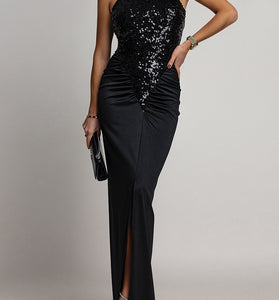 Sleeveless Sequined Bodycon Evening Dress