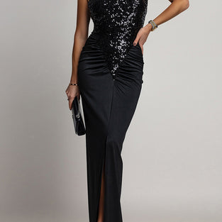Sleeveless Sequined Bodycon Evening Dress