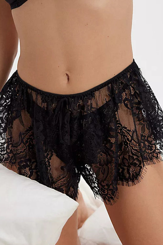 Lace Trim Casual Lounge Shorts