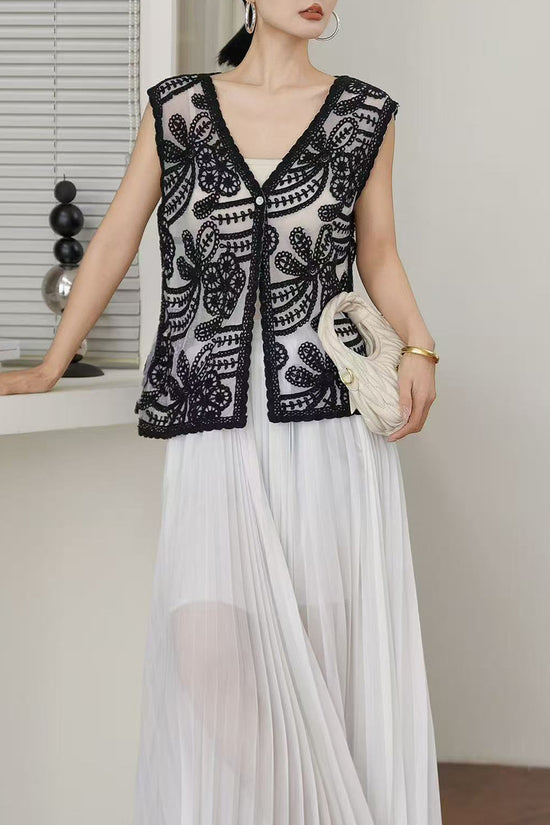 Floral Crochet Sleeveless Vest