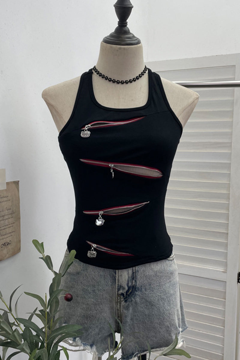 Edgy Zipper Detail Tank Top