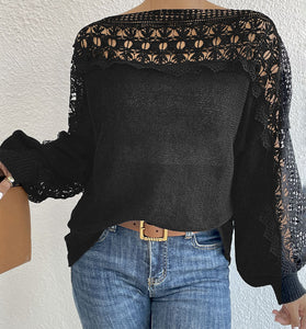 Lace Detail Long Sleeve Sweater