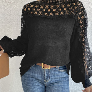 Lace Detail Long Sleeve Sweater