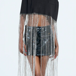 Fringe Hem Sleeveless Cropped Blouse
