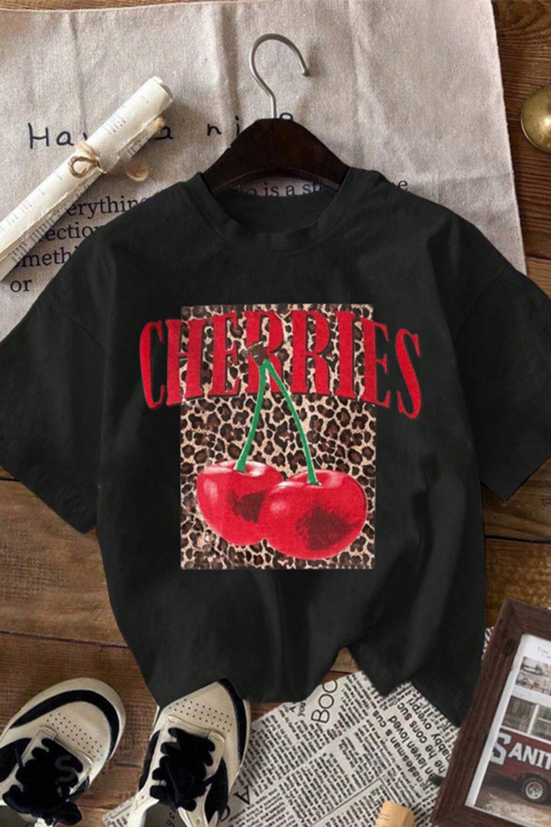 Cherry Leopard Graphic T-Shirt