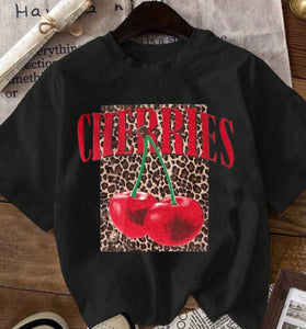 Cherry Leopard Graphic T-Shirt