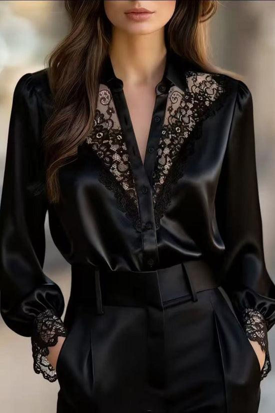 Elegant Lace Insert Blouse