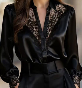Elegant Lace Insert Blouse
