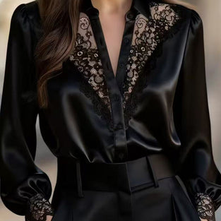 Elegant Lace Insert Blouse